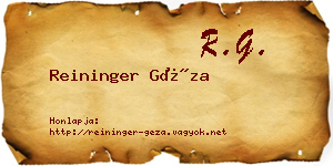 Reininger Géza névjegykártya