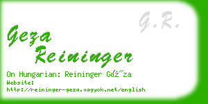 geza reininger business card